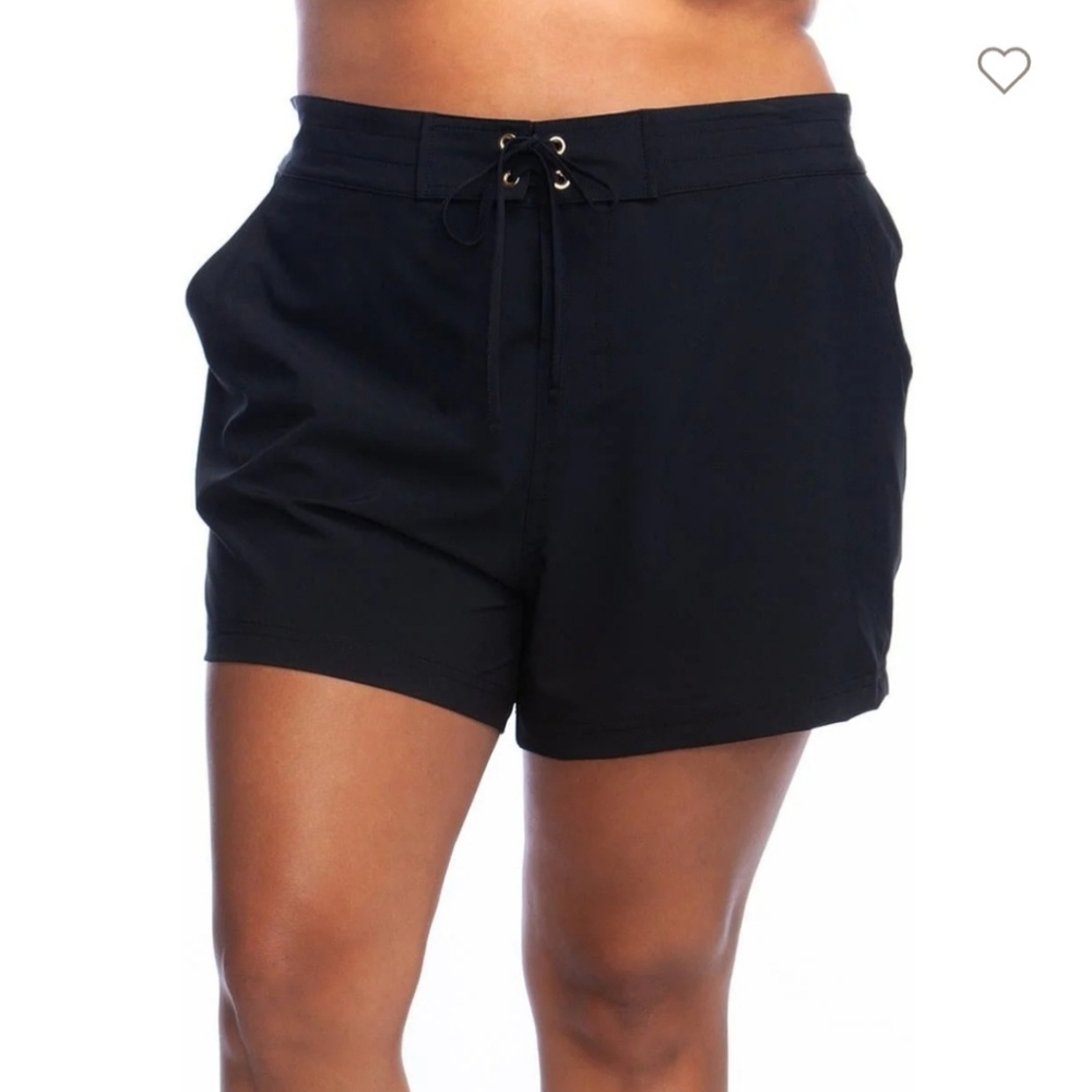 La Blanca Womans Black Board Shorts Drawstring laced Size 3X